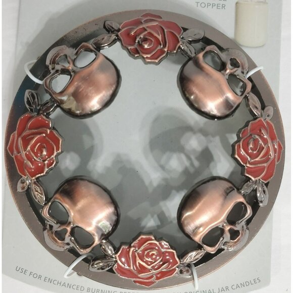 New Skull Roses Illuma Lid Topper Yankee Candle Phantasmagoria Gothic Halloween - Picture 2 of 7